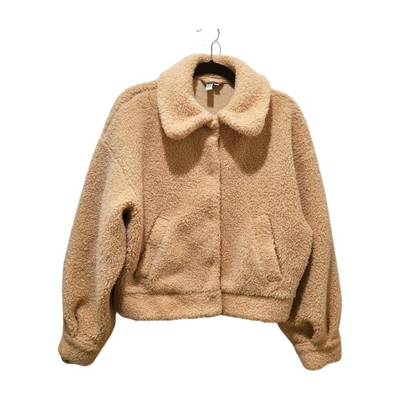 & OTHER STORIES Faux Shearling Teddy Jacket Sz 8 Beige Neutral Tan - Picture 2 of 8